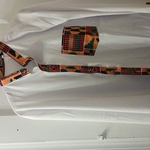 Business/casual long sleeve shirt with colorful artwork on collar